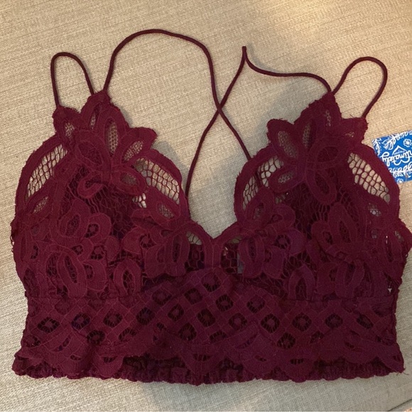 NEW Intimately Free People Dark Red Lace Bralette NWT Size Large - Picture 2 of 8